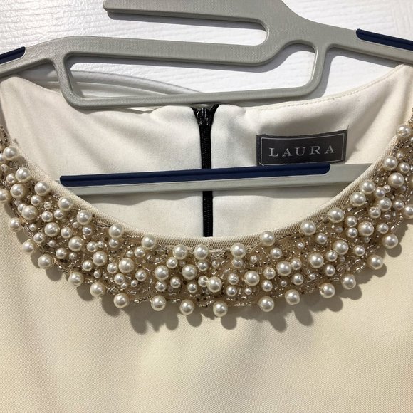 LAURA evening dress in black and ivory. Size 8 - Picture 4 of 6